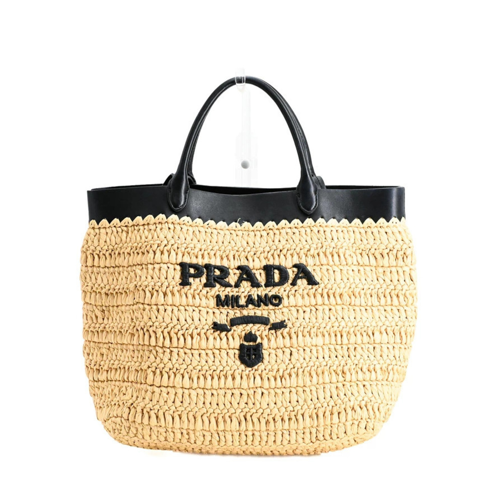 Prada Crochet Leather Tote Bag Tan